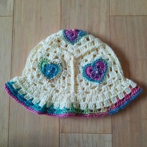 Candy Hearts Crochet Bucket Hat